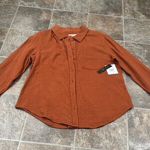 O'Neill Women's Terracotta Button-Down Shirt